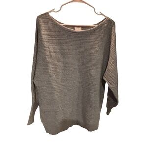 Chico’s Grey Sweater Boatneck Dolman Sleeve Cashmere Blend Women’s Size US Large